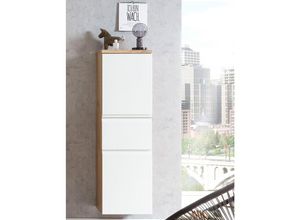 4066075084235 - Midischrank 40cm Wotan Eiche Nb mit weiß matt VASTO-03-WHITE b h t ca 40 130 35 cm - weiß