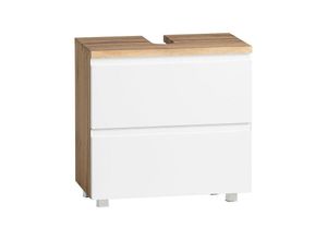 4066075084365 - Lomadox - Waschbeckenunterschrank 60cm in Wotan Eiche Nb mit weiß matt VASTO-03-WHITE b h t ca 60 56 35 cm - weiß