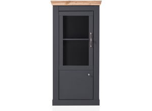 4066075084952 - Lomadox - Wohnzimmer Vitrinenschrank in anthrazit mit Wotan Eiche Nb CESENA-61 b h t ca 72 146 38 cm - anthrazit