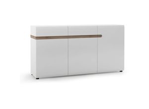 4066075085621 - Sideboard 164cm breit in weiß Hochglanz mit Trüffel Eiche Nb LEGNICA-129 B H T ca 164 865 42 cm - weiß