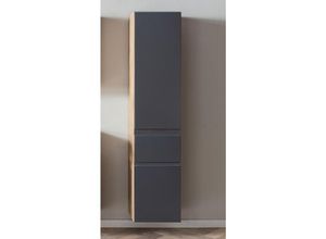 4066075086437 - Badezimmer Hochschrank 40cm VASTO-03-GREY in Wotan Eiche Nb mit grau matt b h t ca 40 180 35 cm - grau