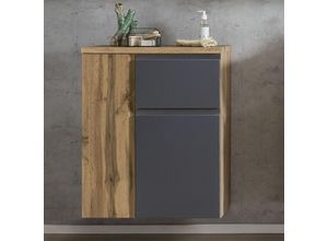 4066075086864 - Lomadox - Badezimmer Unterschrank 65cm in Wotan Eiche Nb mit grau matt VASTO-03-GREY b h t ca 65 79 35 cm - grau