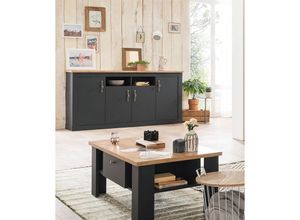 4066075087618 - Landhaus Stil Sideboard mit Couchtisch CESENA-61 in anthrazit mit Wotan Eiche Nb - anthrazit