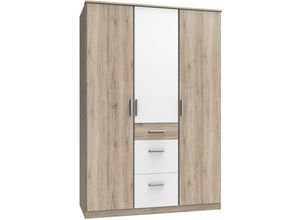 4066075088080 - Lomadox - Jugendzimmer Kleiderschrank JOHANNESBURG-43 in Eiche Nb mit weiß b h t ca 135 199 58 cm - braun