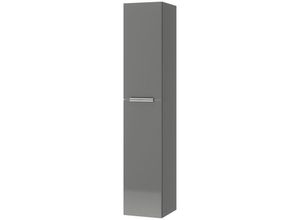 4066075089049 - Badezimmer Midischrank mit Türanschlag rechts in Hochglanz grau mit edelstahlfarbenen Griffen PALERMO-136-GREY b h t ca 303 160 374 cm - grau