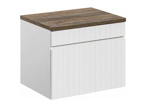 4066075092605 - Lomadox - Waschtischunterschrank 60 cm IRAKLIO-56 weiß matt mit Vintage Eiche Nb b h t ca 604 485 46 cm - weiß