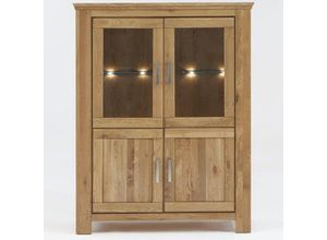 4066075094791 - Wohnzimmer Highboard inkl led Beleuchtung in Wildeiche massiv SARAGOSSA-52 b h t ca 125 165 47 cm - braun