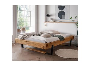 4066075097358 - Massivholz Doppelbett 140x200 cm Eiche massiv ohne Kopfteil schwarze Metallkufen mit Massivholzeinsatz UPPSALA-137 b h t ca 158 42 228 cm 4066075097358 - Massivholz Doppelbett 140x200 cm Eiche massiv ohne Kopfteil schwarze Metallkufen mit Massivholzeinsatz UPPSALA-137 b h t ca 158 42 228 cm