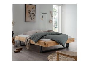 4066075097402 - Lomadox - Massivholz Doppelbett 140x200 cm Fichte massiv ohne Kopfteil schwarze Metallkufen UPPSALA-137 b h t ca 158 42 228 cm - braun 4066075097402 - Lomadox - Massivholz Doppelbett 140x200 cm Fichte massiv ohne Kopfteil schwarze Metallkufen UPPSALA-137 b h t ca 158 42 228 cm - braun
