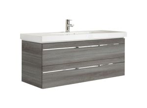 4066075098133 - Lomadox - Badezimmer Waschtisch inkl Waschbecken in Graphit Struktur quer Nb BUDVA-66 b h t ca 1234 48 49 cm - grau