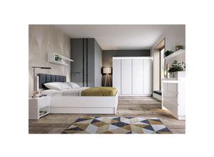 4066075099871 - Lomadox - Schlafzimmer Komplett Set 7-teilig mit 140cm Bett in weiß Hochglanz LYNDHURST-129 - weiß