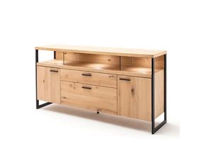 4066075101338 - Sideboard mit Beleuchtung 185cm breit in Eiche Bianco geölt (teilmassiv) SOMBOR-05 b h t ca 185 92 46 cm - braun