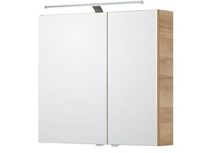 4066075101826 - Badezimmer Spiegelschrank 75cm breit mit led Aufbauleuchte in Riviera Eiche quer Nb SOLINGEN-66 b h t ca 75 703 17 cm - braun