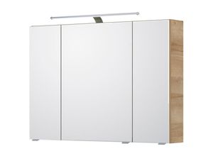 4066075101857 - Badezimmer Spiegelschrank mit led Aufbauleuchte 98cm breit in Riviera Eiche quer Nb SOLINGEN-66 b h t ca 98 703 17 cm - braun