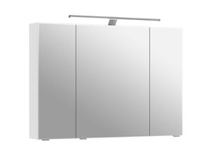 4066075101864 - Badezimmer Spiegelschrank mit led Aufbauleuchte 98cm breit in weiß Glanz SOLINGEN-66 b h t ca 98 703 17 cm - weiß