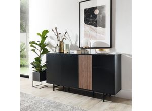 4066075101987 - Wohn- Esszimmer Sideboard 150cm breit in schwarz mit Holzoptik PARAWA-132 B H T ca 150 80 41 cm - schwarz