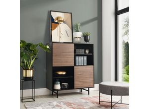 4066075102021 - Lomadox - Wohn- Esszimmer Kommode Sideboard in schwarz mit Holzoptik PARAWA-132 b h t ca 100 115 41 cm - schwarz