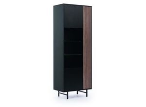 4066075102045 - Lomadox - Wohn- Esszimmer Vitrine in schwarz mit Holzoptik PARAWA-132 b h t ca 70 190 41 cm - schwarz