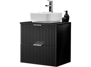 4066075102069 - Lomadox - Badezimmer Waschtisch 61 cm mit Keramik Waschbecken Rillenoptik matt schwarz ADELAIDE-56-BLACK b h t ca 606 732 465 cm - schwarz