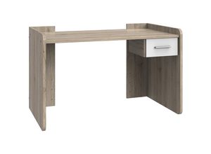 4066075102687 - Schreibtisch Jugendzimmer höhenverstellbar JOHANNESBURG-43 in Eiche Nb mit weiß B H T ca 124 77 70 cm - braun