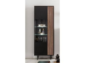 4066075103035 - Lomadox - Wohn- Esszimmer Vitrine mit Beleuchtung in schwarz mit Holzoptik PARAWA-132 b h t ca 70 190 41 cm - schwarz