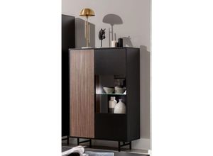 4066075103042 - Lomadox - Highboard mit Beleuchtung in schwarz mit Holzoptik PARAWA-132 b h t ca 90 140 41 cm - schwarz