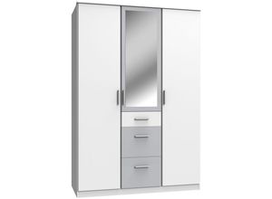 4066075103059 - Lomadox - 3-türiger Kleiderschrank mit Spiegel JOHANNESBURG-43 in weiß mit light grey b h t ca 135 199 58 cm - weiß