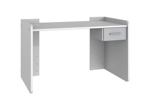 4066075104230 - Schreibtisch Jugendzimmer höhenverstellbar JOHANNESBURG-43 in weiß mit light grey B H T ca 124 77 70 cm - weiß