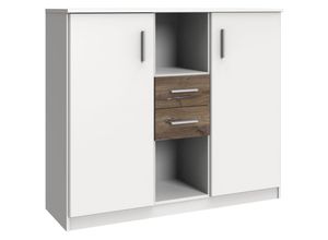 4066075104544 - Highboard Kommode JOHANNESBURG-43 in weiß mit Eiche Nb b h t ca 122 105 41 cm - weiß