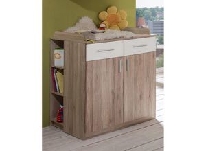 4066075106531 - Lomadox - Wickelkommode mit Unterschrank Babyzimmer JOHANNESBURG-43 in Eiche Nb mit weiß b h t ca 91 101 75 cm - braun 4066075106531 - Lomadox - Wickelkommode mit Unterschrank Babyzimmer JOHANNESBURG-43 in Eiche Nb mit weiß b h t ca 91 101 75 cm - braun