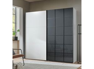 4066075107101 - Lomadox - Kleiderschrank 200cm mit 2 Schwebetüren weiß mit grauem Glas TOULON-43 b h t ca 200 216 65 cm - weiß