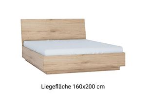 4066075107439 - Bettgestell mit Bettkasten Liegefläche 160x200 cm SANFORD-129 in Eiche hell Nb b h t ca 166 99 222 cm - braun