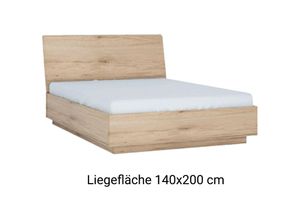 4066075107774 - Bettgestell mit Bettkasten Liegefläche 140x200 cm SANFORD-129 in Eiche hell Nb b h t ca 146 99 222 cm - braun