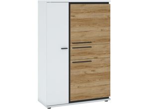 4066075108818 - Lomadox - Highboard in weiß mit Eiche Nb SANDVIKA-129 b h t ca 93 140 37 cm - weiß