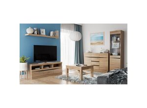 4066075108894 - Lomadox - Wohnzimmer Set mit Couchtisch 75x75 cm SANFORD-129 in Eiche hell Nb - braun