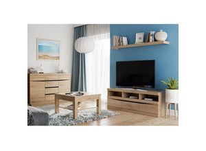 4066075108948 - Lomadox - Wohnzimmer Set mit tv Möbel und Couchtisch SANFORD-129 in Eiche hell Nb - braun