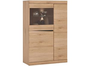 4066075109105 - Highboard mit Beleuchtung SANFORD-129 in Eiche hell Nb B H T ca 86 131 40 cm - braun