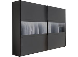 4066075109877 - Lomadox - Schwebetürenschrank Kleiderschrank 250cm in graphit mit grauem Wabenglas AGAETE-43 b h t ca 250 216 65 cm - grau