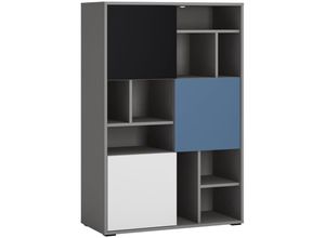 4066075110781 - Regal Jugendzimmer LIIVA-129 in grau mit schwarz weiß blau B H T ca 837 1266 40 cm