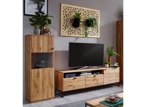 4066075110835 - Tv Lowboard mit Highboard in Wildeiche massiv geölt WELLINGTON-69 b h t ca 260 140 40 cm - braun