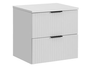 4066075112617 - Lomadox - Waschtischunterschrank 60 cm in weiß matt mit gerillter Front 2 Softclose-Auszüge ADELAIDE-56-WHITE - weiß