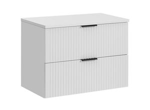 4066075112662 - Lomadox - Waschtischunterschrank 80 cm in weiß matt mit gerillter Front 2 Softclose-Auszüge ADELAIDE-56-WHITE - weiß