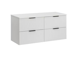 4066075112679 - Lomadox - Waschtischunterschrank 120 cm weiß matt mit gerillter Front 4 Softclose-Auszüge ADELAIDE-56-WHITE - weiß