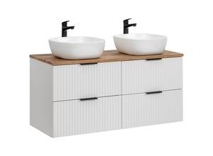 4066075113119 - Lomadox - Doppelwaschtisch 120 cm mit Waschbecken in matt weiß mit Wotaneiche b h t 1206 742 465 cm ADELAIDE-56-WHITE - weiß