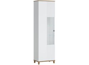 4066075113164 - Lomadox - Vitrinenschrank Vitrine PLYMOUTH-129 in weiß mit Eiche Nb b h t ca 608 2084 40 cm - weiß
