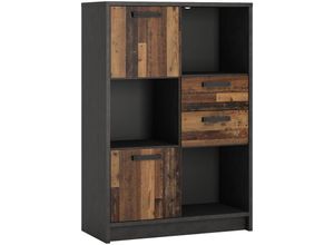 4066075113362 - Lomadox - Highboard Jugendzimmer NELSON-129 Regal in grau mit Holz Nb b h t ca 87 1287 42 cm - braun