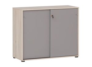 4066075113492 - Lomadox - Büro Aktenschrank Schiebetüren abschließbar BRAGA-80 in Sandeiche Nb mit grau b h t ca 1001 836 41 cm - braun