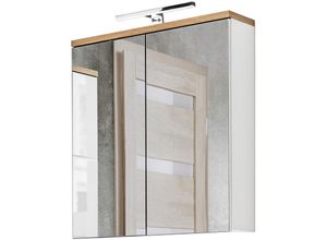 4066075113676 - Lomadox - Badezimmer Spiegelschrank 60 cm LED-Beleuchtung LUTON-56 weiß mit Wotan Eiche Nb b h t ca 60 70 20 cm