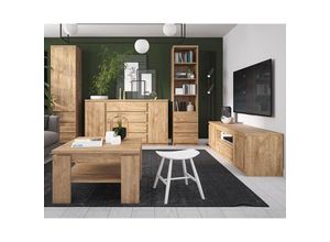 4066075114246 - Wohnwand in Eiche Nb FORTALEZA-129 5-teilig mit Couchtisch und Sideboard - braun