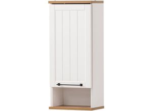 4066075114604 - Badezimmer Hängeschrank in matt weiß mit Eiche Nb JAUSA-80 Landhaus-Stil b h t ca 303 708 205 cm - weiß